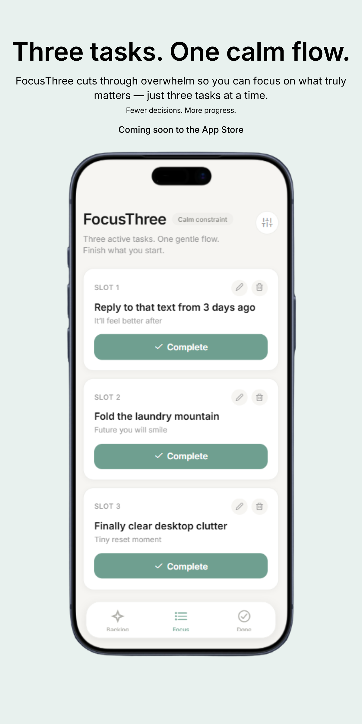 FocusThree app preview